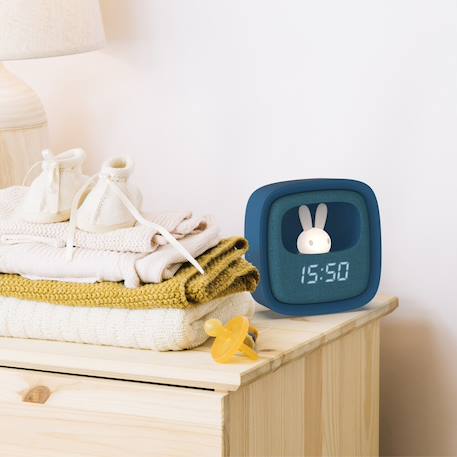 Réveil et veilleuse pour enfant Billy clock - Motif lapin, face avant tissu Blue Waves+Chocolat+Gris+Marshmallow+Navy+Rose+Turquoise 26 - vertbaudet enfant 