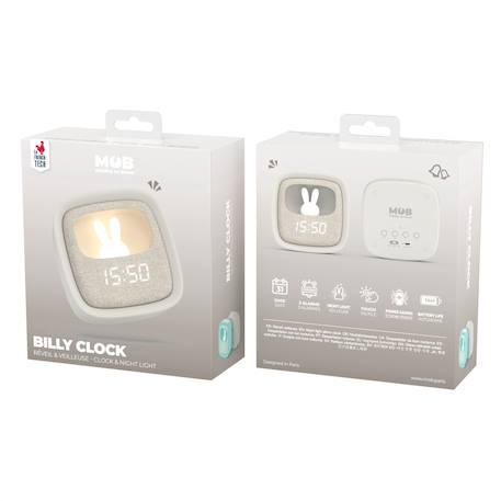 Réveil et veilleuse pour enfant Billy clock - Motif lapin, face avant tissu Blue Waves+Chocolat+Gris+Marshmallow+Navy+Rose+Turquoise 18 - vertbaudet enfant 
