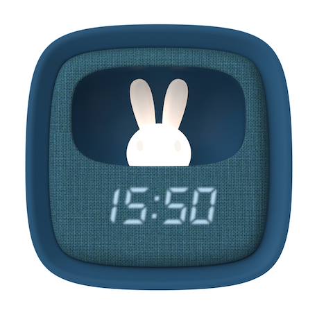 Réveil et veilleuse pour enfant Billy clock - Motif lapin, face avant tissu Blue Waves+Chocolat+Gris+Marshmallow+Navy+Rose+Turquoise 28 - vertbaudet enfant 