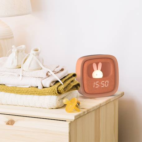 Réveil et veilleuse pour enfant Billy clock - Motif lapin, face avant tissu Blue Waves+Chocolat+Gris+Marshmallow+Navy+Rose+Turquoise 8 - vertbaudet enfant 