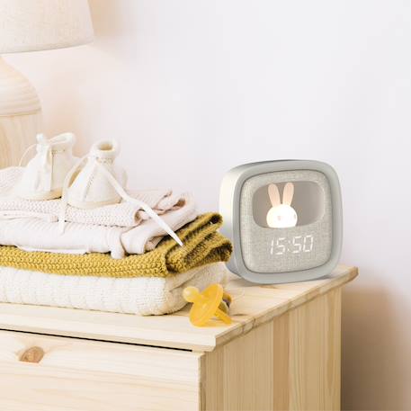 Réveil et veilleuse pour enfant Billy clock - Motif lapin, face avant tissu Blue Waves+Chocolat+Gris+Marshmallow+Navy+Rose+Turquoise 14 - vertbaudet enfant 