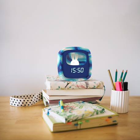 Réveil et veilleuse pour enfant Billy clock - Motif lapin, face avant tissu Blue Waves+Chocolat+Gris+Marshmallow+Navy+Rose+Turquoise 5 - vertbaudet enfant 