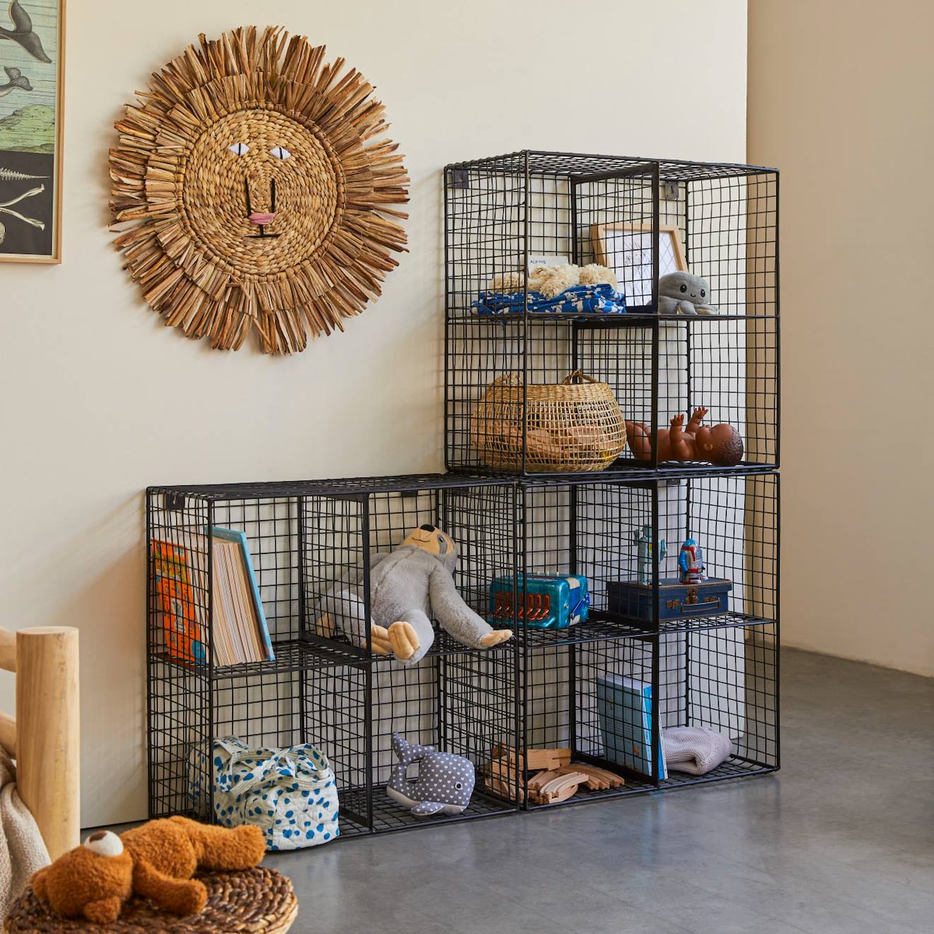 Bibliothèque Enfant 3 Modules En Métal Sona Noir