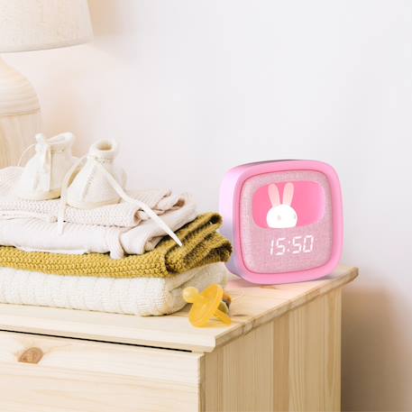 Réveil et veilleuse pour enfant Billy clock - Motif lapin, face avant tissu Blue Waves+Chocolat+Gris+Marshmallow+Navy+Rose+Turquoise 20 - vertbaudet enfant 