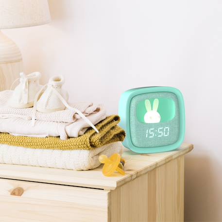 Réveil et veilleuse pour enfant Billy clock - Motif lapin, face avant tissu Blue Waves+Chocolat+Gris+Marshmallow+Navy+Rose+Turquoise 38 - vertbaudet enfant 