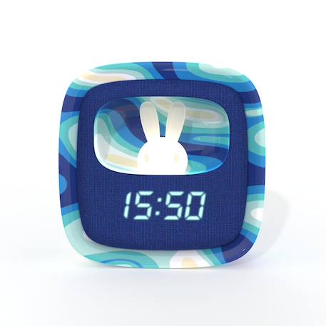Réveil et veilleuse pour enfant Billy clock - Motif lapin, face avant tissu Blue Waves+Chocolat+Gris+Marshmallow+Navy+Rose+Turquoise 1 - vertbaudet enfant 