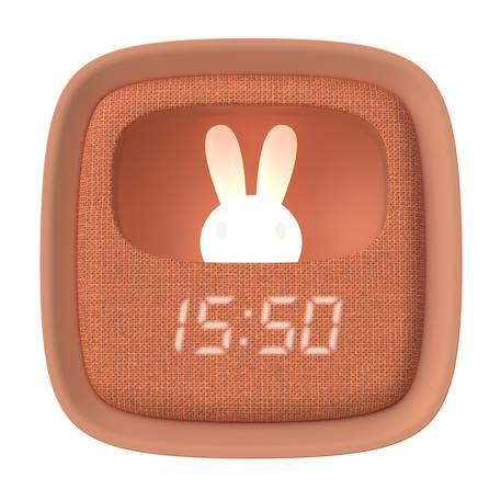 Réveil et veilleuse pour enfant Billy clock - Motif lapin, face avant tissu Blue Waves+Chocolat+Gris+Marshmallow+Navy+Rose+Turquoise 7 - vertbaudet enfant 