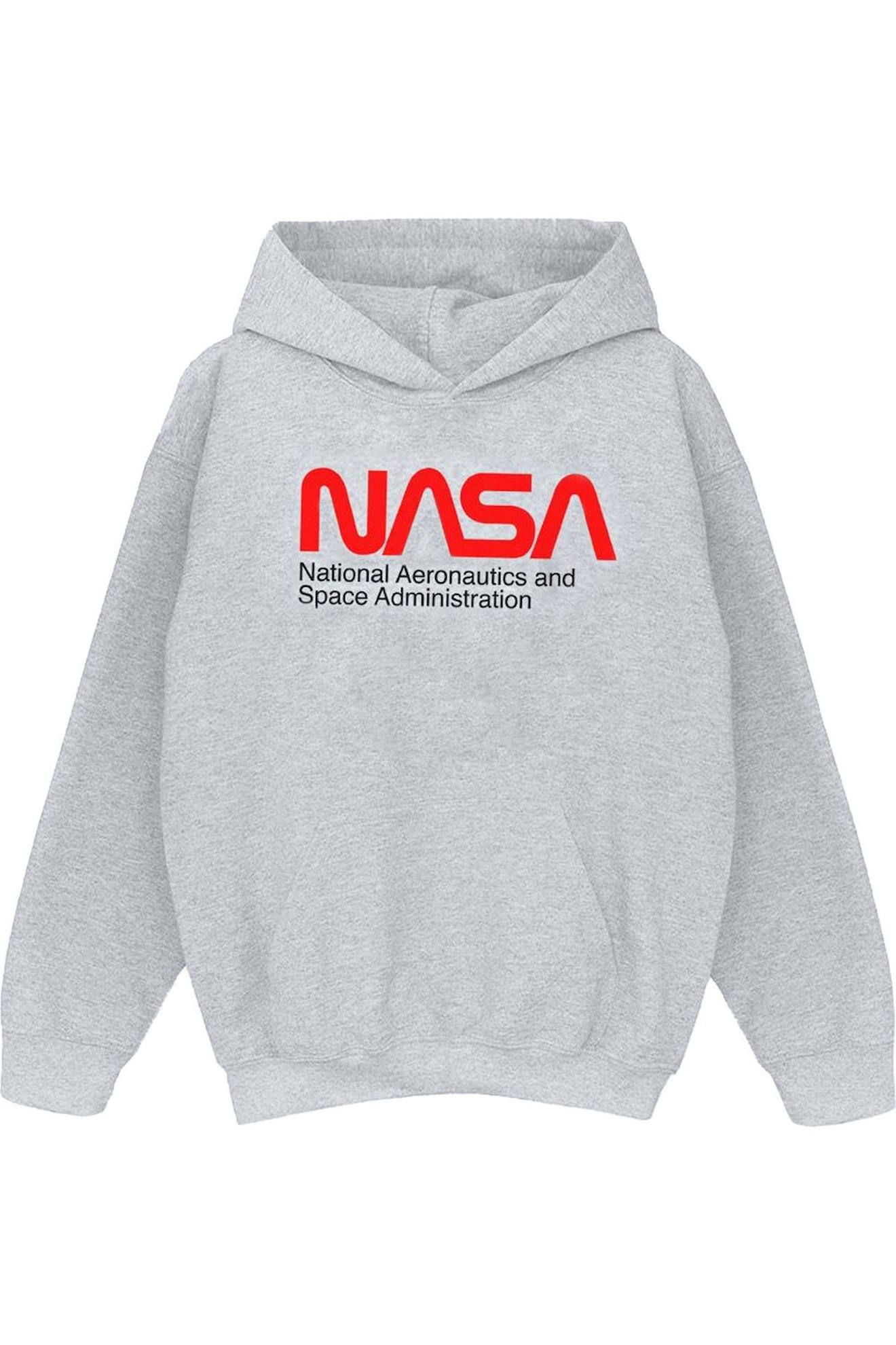 Sweat À Capuche Coton Nasa Aeronautics And Space Gris Chiné