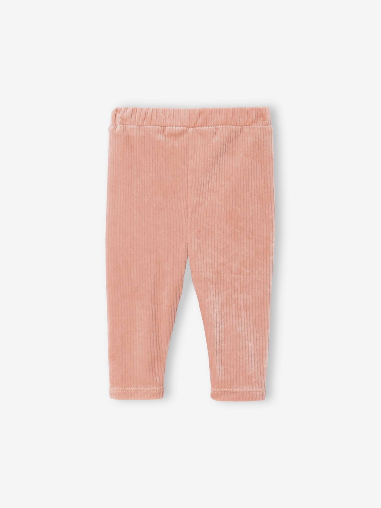 Legging bébé en velours côtelé rose poudré