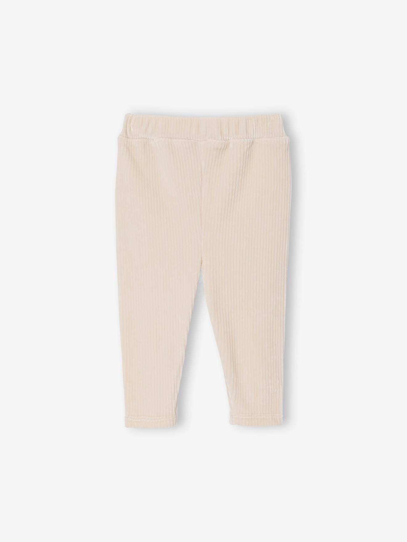 Legging bébé en velours côtelé vanille