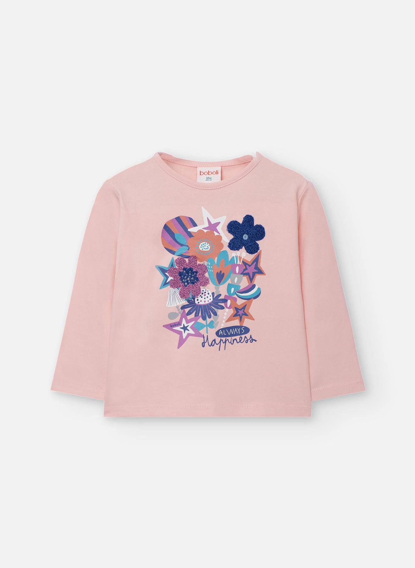 T-shirt Fille En Maille À Fleurs Rose