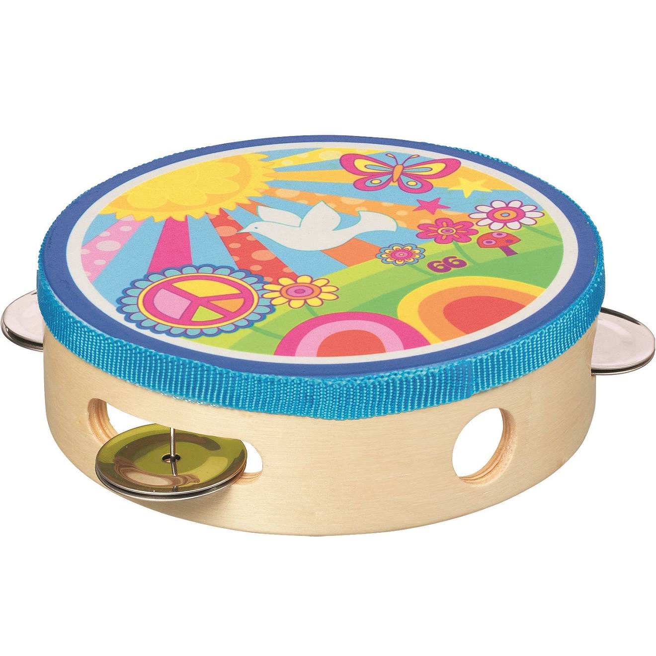 Tambourin Flower Power Bleu