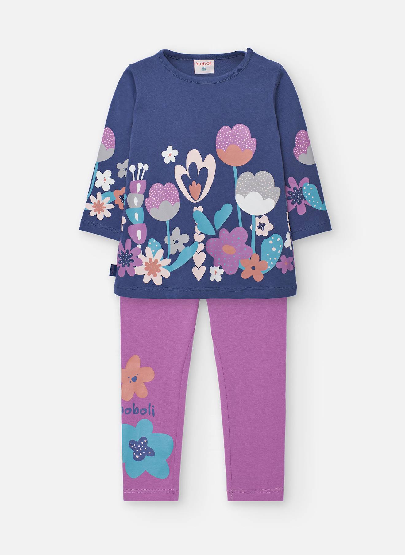 Ensemble Fille En Tricot Fleurs Lilac