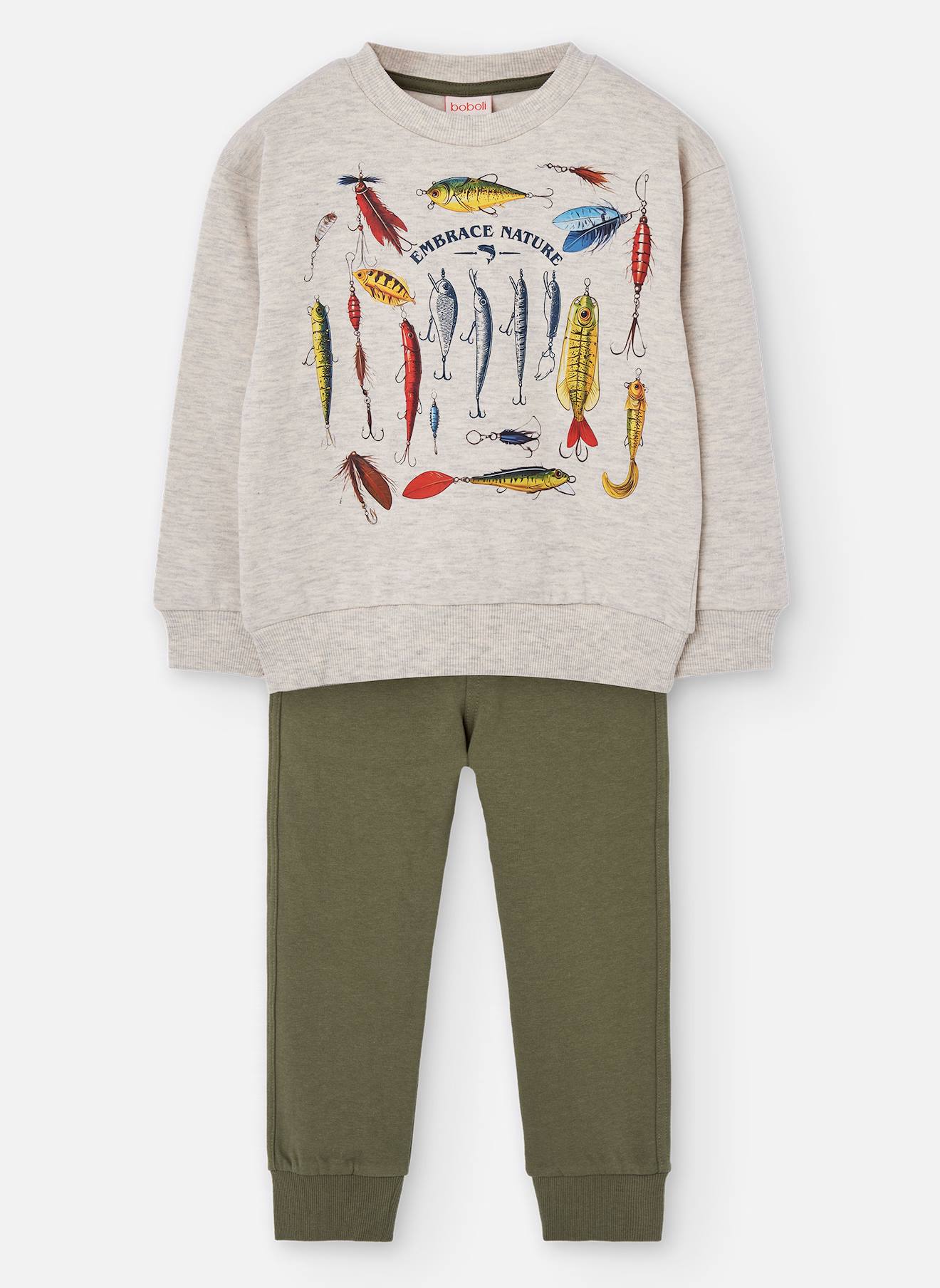 Ensemble Garçon Coton Leurres De Pêche Beige