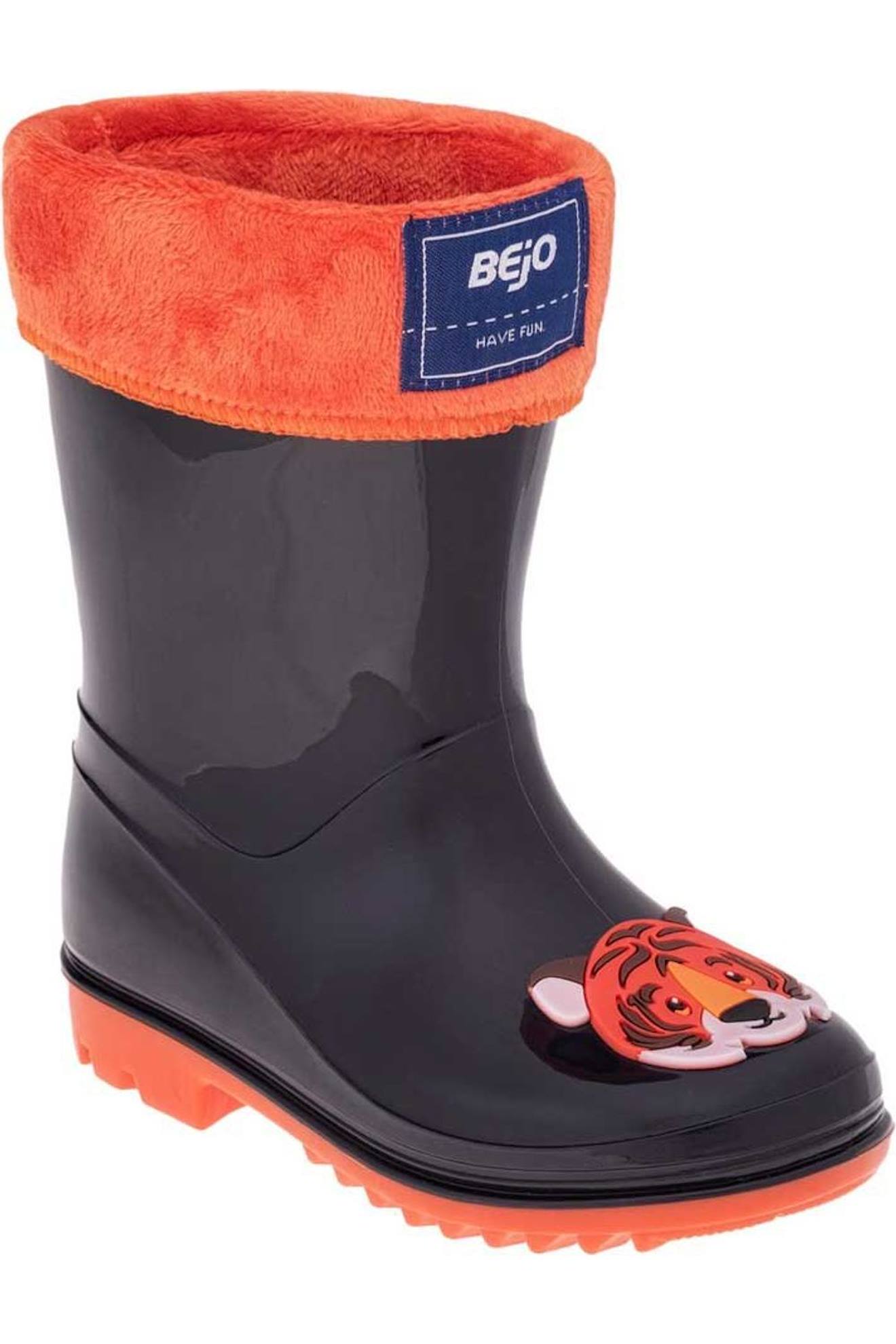 Bottes De Pluie Frise Saphir Foncé / Orange