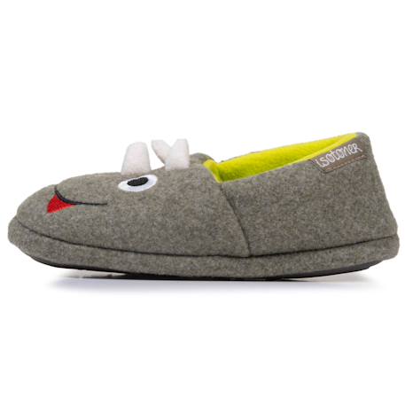 Chaussons mocassins polaire, semelle gomme antidérapante Kaki chiné 3 - vertbaudet enfant 