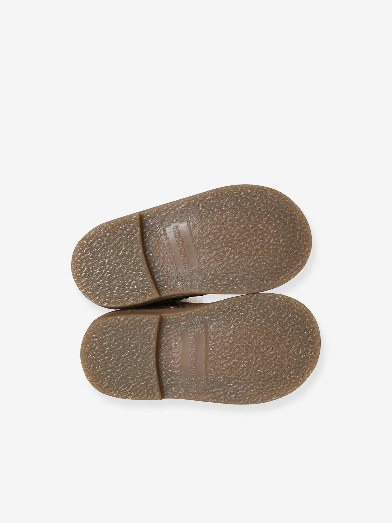 Bottes Fourrées Pour Fille En Cuir Avec Pompons - Fermeture Zippée, Semelle Antidérapante, Collection Maternelle Vertbaudet