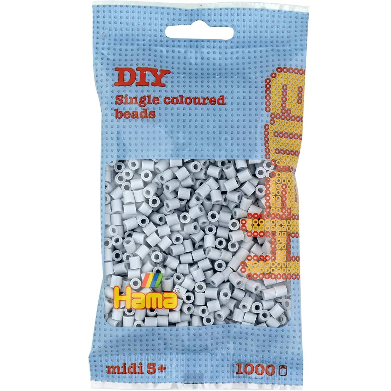 Sachet 1000 Perles Plastique Midi Gris Clair Gris