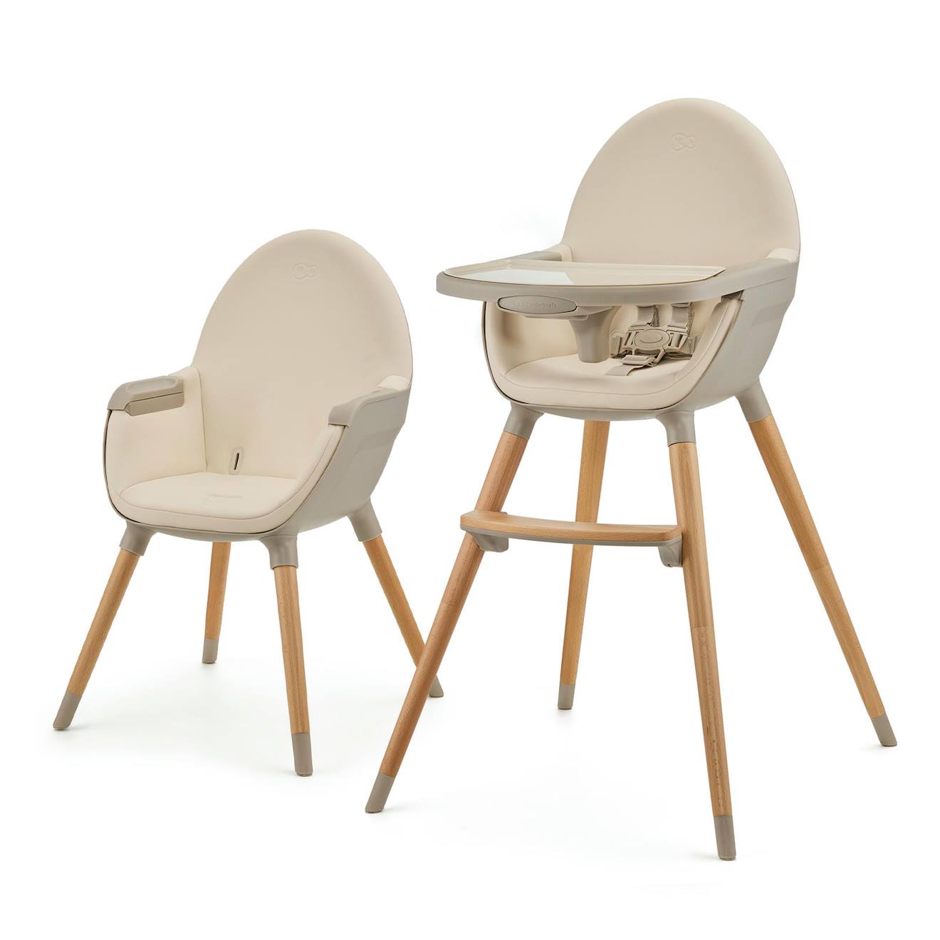 Chaise Haute Évolutive 2en1 Fini 2 , Fauteuil Enfant, Chaise Bébé Enfant, Réglable, Design Universel Beige