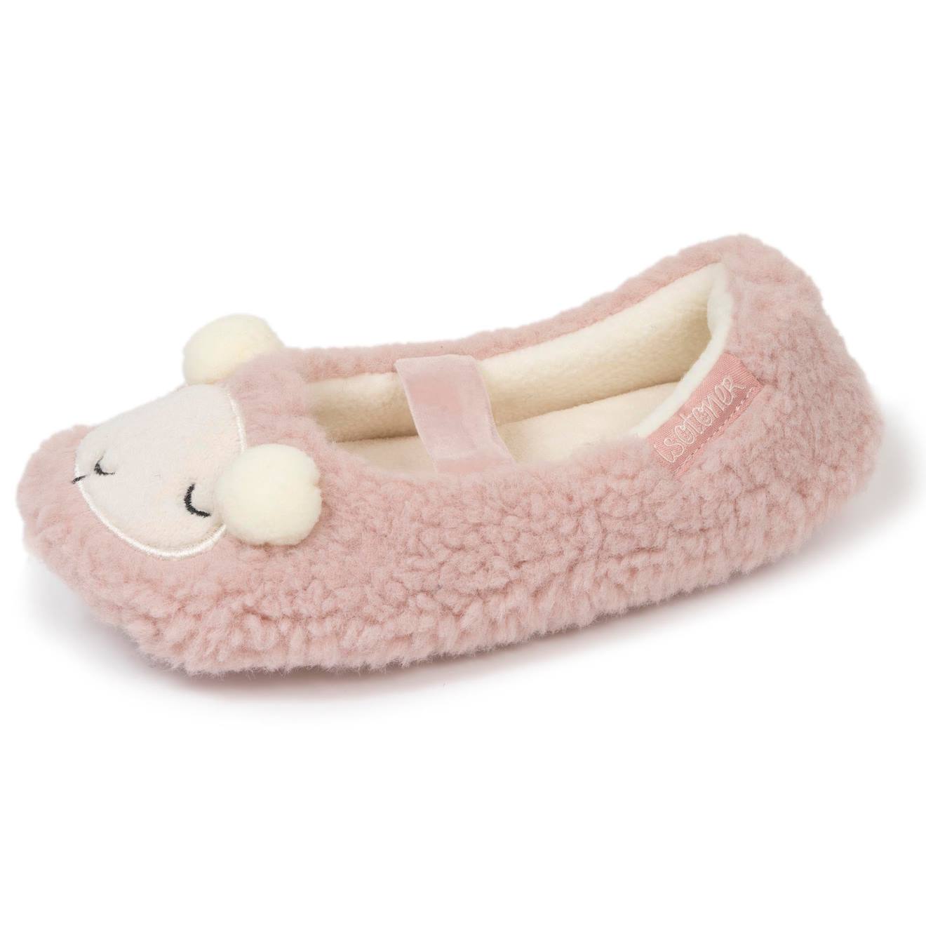 Chaussons Ballerines Sherpa, Semelle Antidérapante Blush