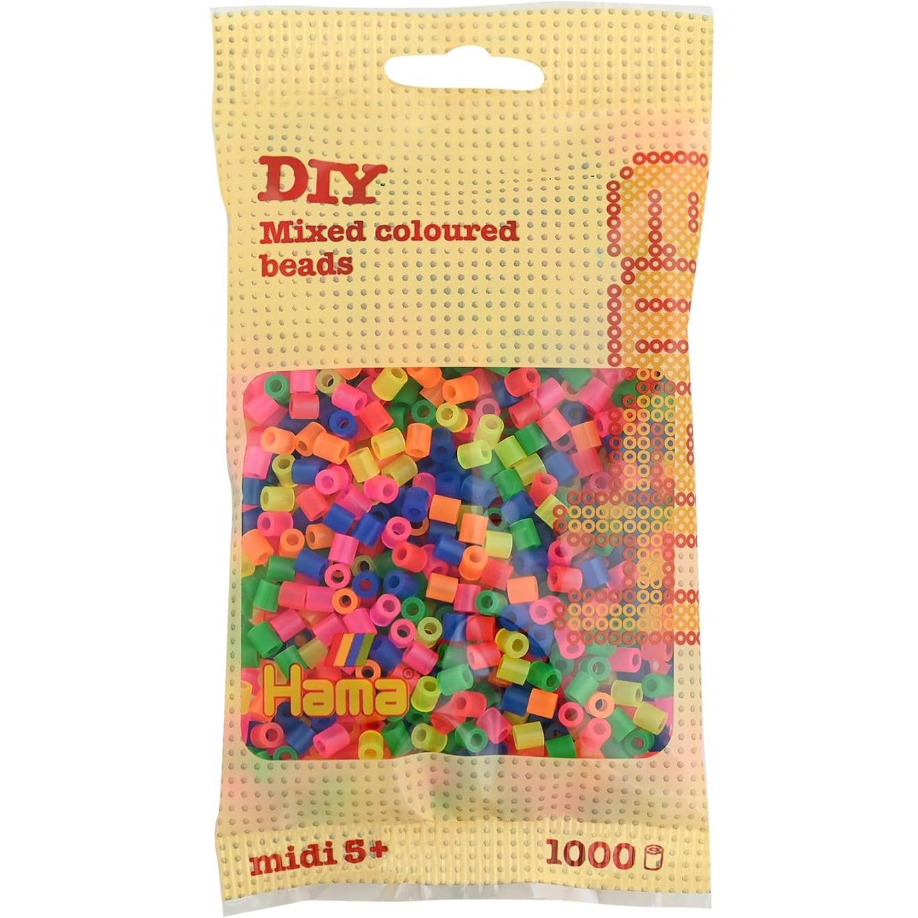 Sachet 1000 Perles Plastique Midi Néon Mix Rouge
