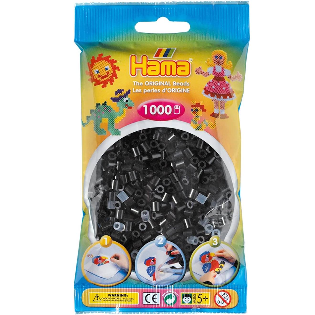 Sachet 1000 Perles Plastique Noir