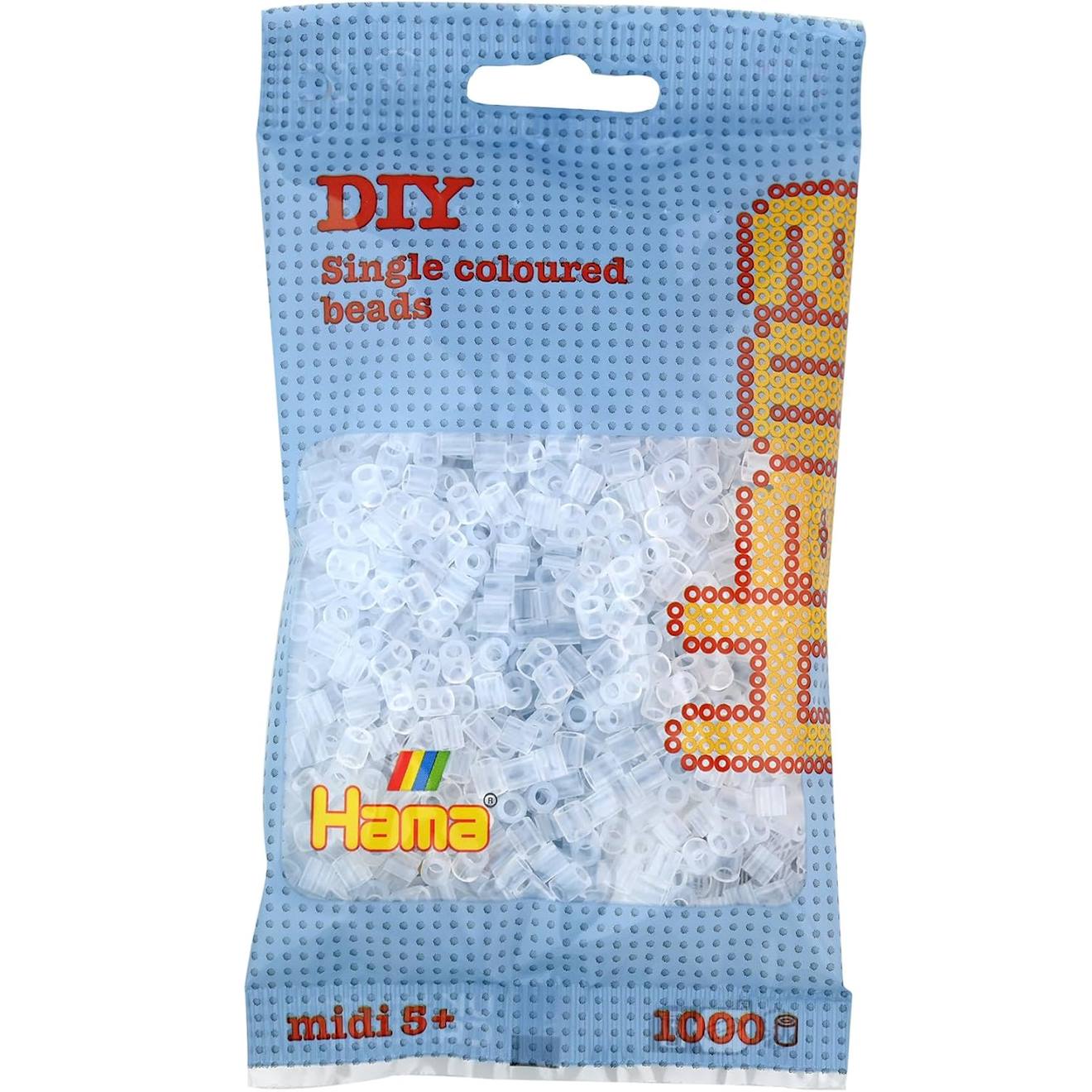 Sachet 1000 Perles Plastique Midi Transparent Blanc