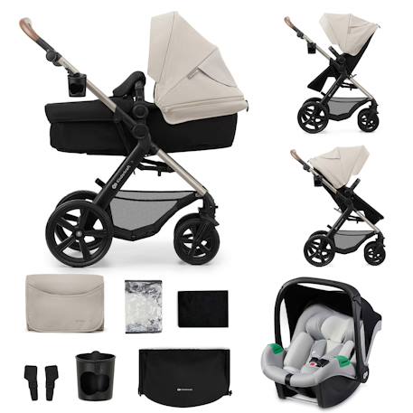 Kinderkraft - Poussette Kinderkraft Moov 2 3 En 1 Avec Siège 2 En 1 Transformable, Mink Pro I-size, Travel System Et Roues Increvables Gris