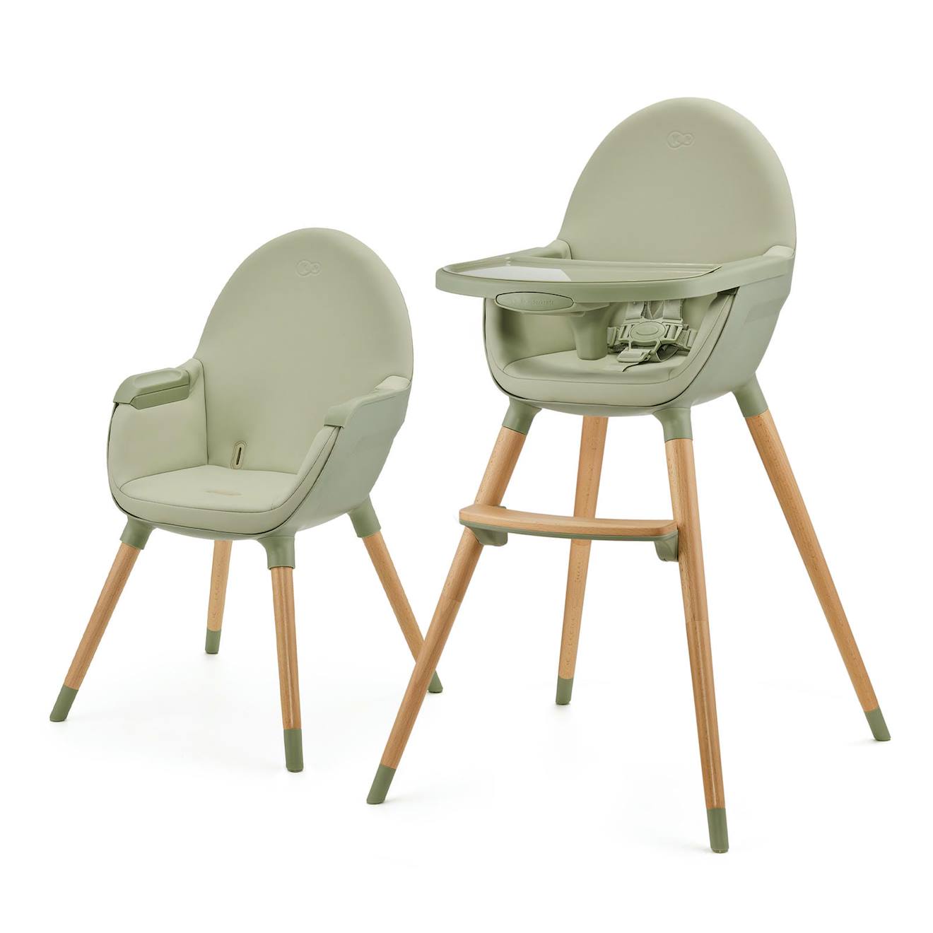 Chaise Haute Évolutive 2en1 Fini 2 , Fauteuil Enfant, Chaise Bébé Enfant, Réglable, Design Universel Vert