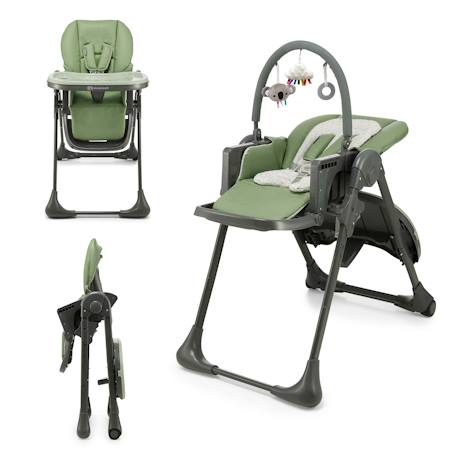 Kinderkraft - Chaise Haute 2 En 1, Ergonomique, Inclinable, Pliable Avec Hauteur Réglable Vert