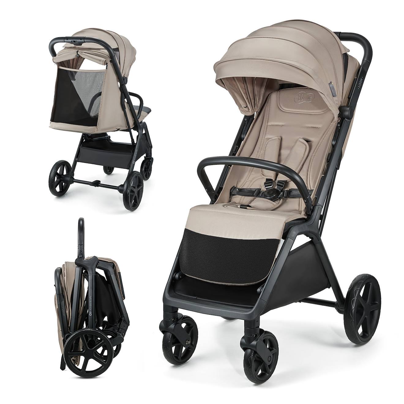 Poussette+Bebe+Loom,+Compacte,+Charge+Maximale+27kg,+Legere+9kg,+Beige