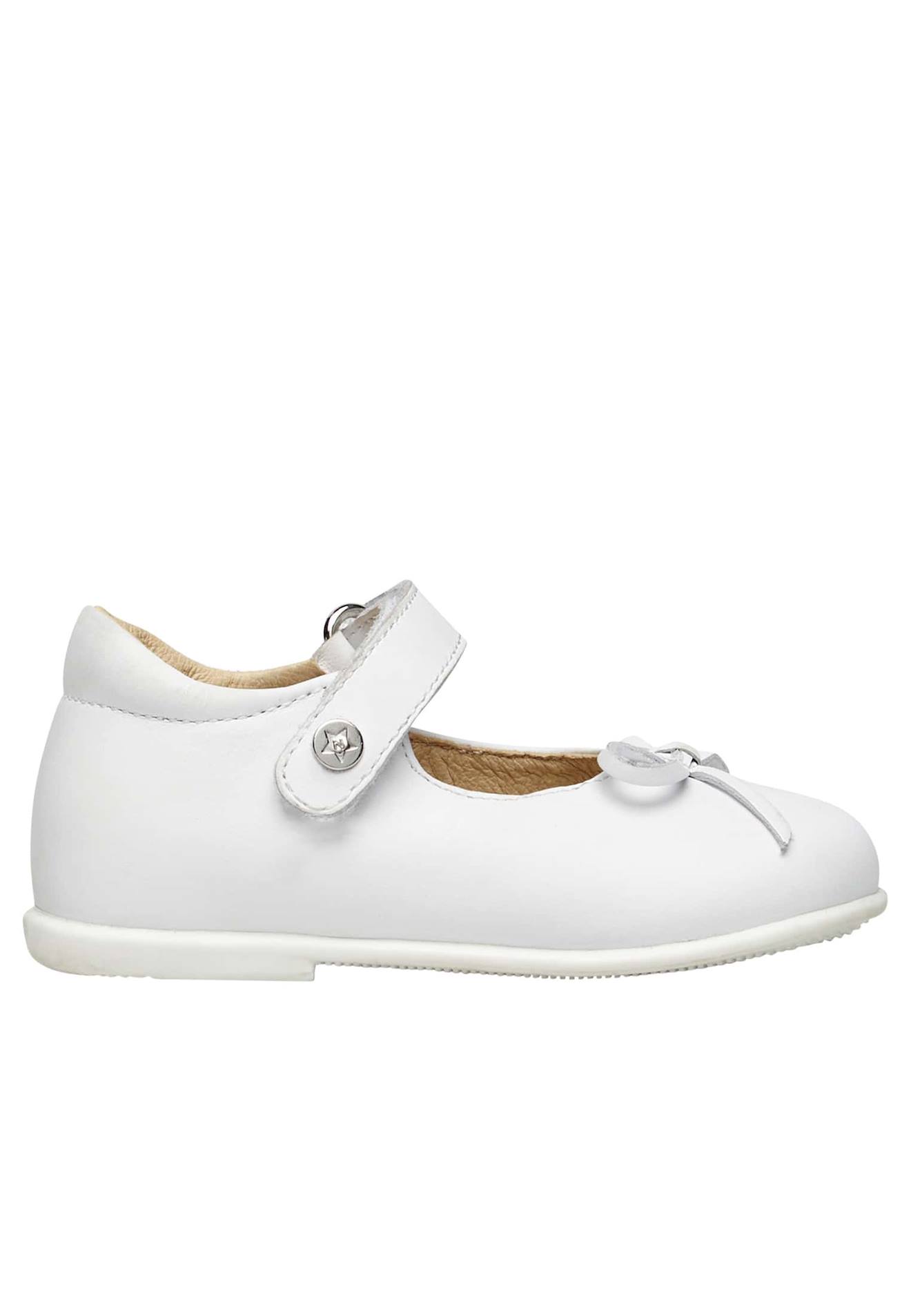 Ballerines À Nœud En Cuir Ballet Blanc-argenté