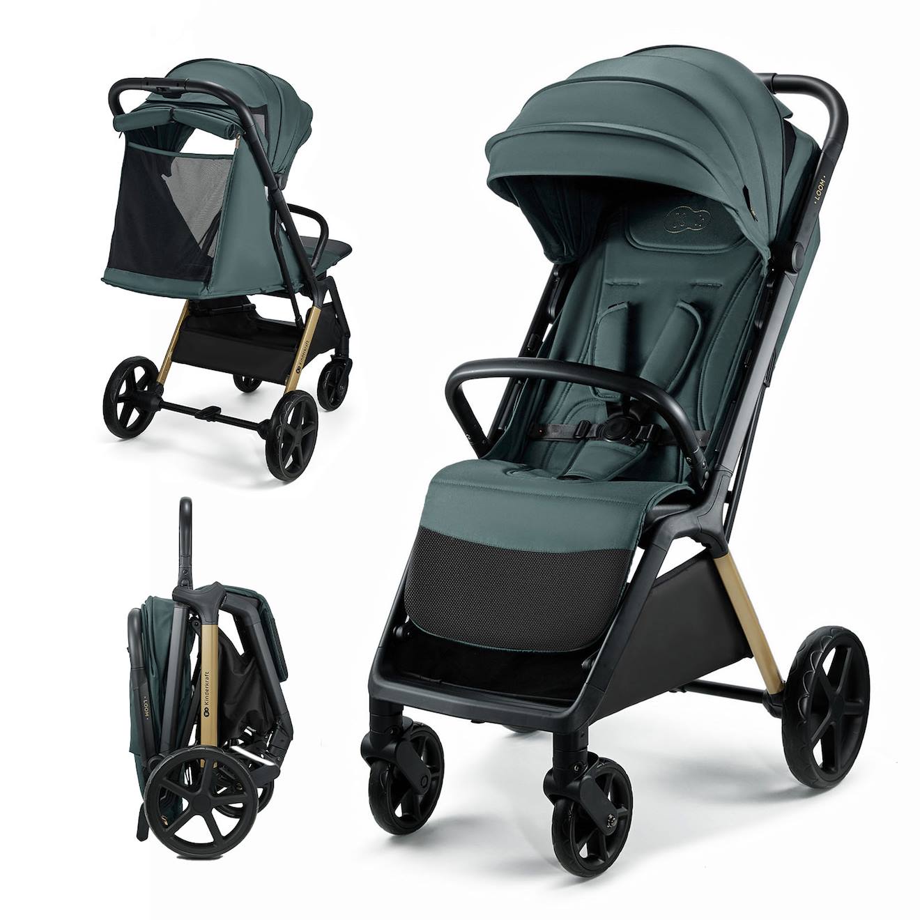Poussette+Bebe+Loom,+Compacte,+Charge+Maximale+27kg,+Legere+9kg,+Vert