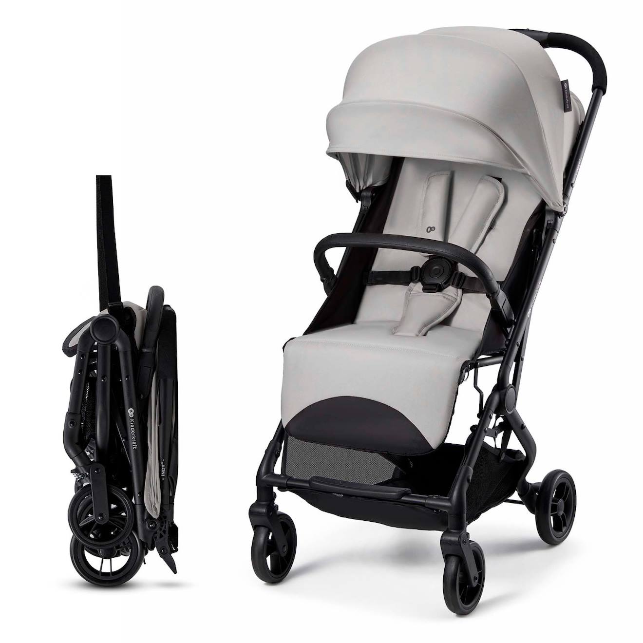 Poussette Compacte Kinderkraft Indy 3 Avec Pliage À Une Main Click & Fold, Position Allongée Et Roues Tpr Durables Gris