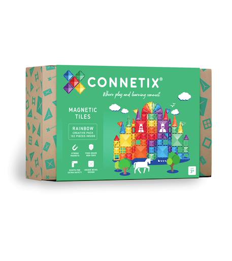 Connetix - Jeu De Construction Magnétique Arc-en-ciel Pack De Creative, 102 Pièces Arc-en-ciel