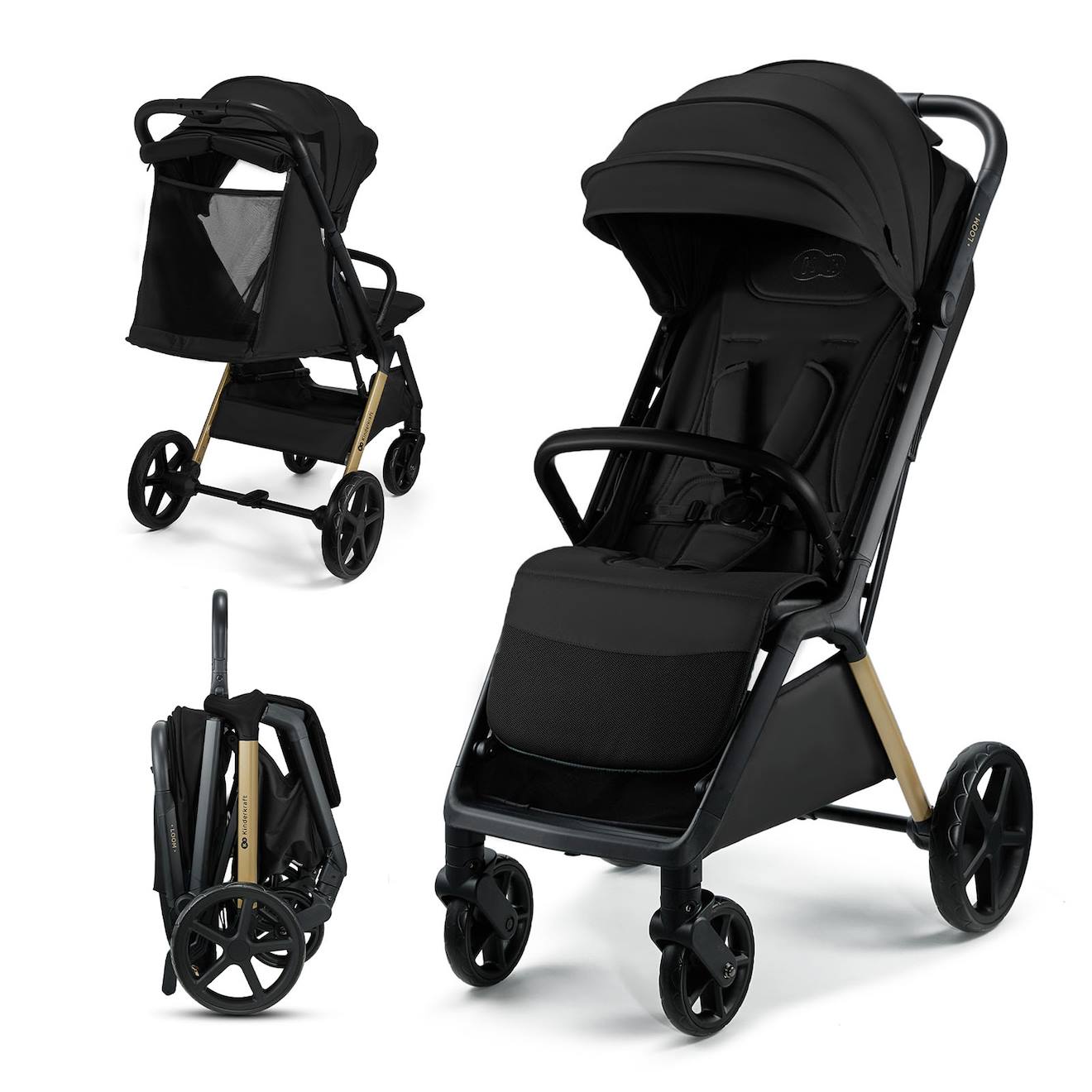 Poussette+Bebe+Loom,+Compacte,+Charge+Maximale+27kg,+Legere+9kg,+Noir
