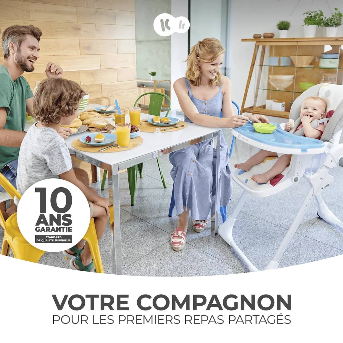 Chaise Haute De Luxe Yummi Bebe Enfant, Réglable, Plateau Amovible Gris (Kinderkraft) - Image 1