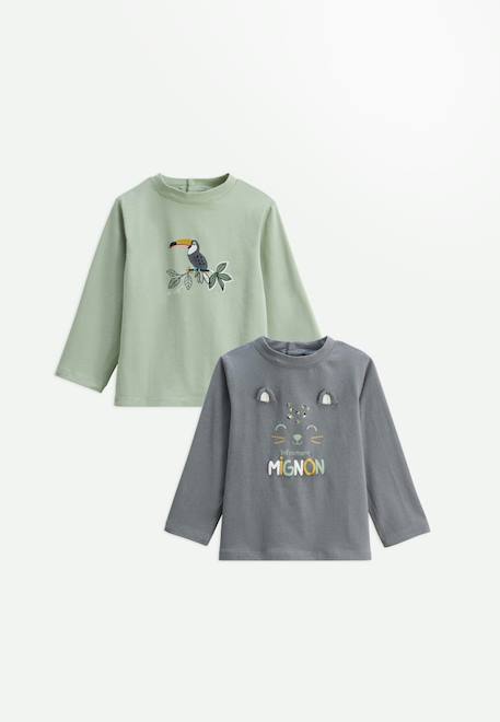 Bébé-T-shirt, sous-pull-T-shirt-Lot de 2 t-shirts bébé manches longues boavista