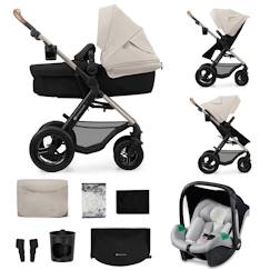 Puériculture-Poussette-Poussette 3 en 1 Kinderkraft MOOV 2 AIR avec Siège 2 en 1 Transformable, Roues Gonflables et MINK PRO i-Size Inclus