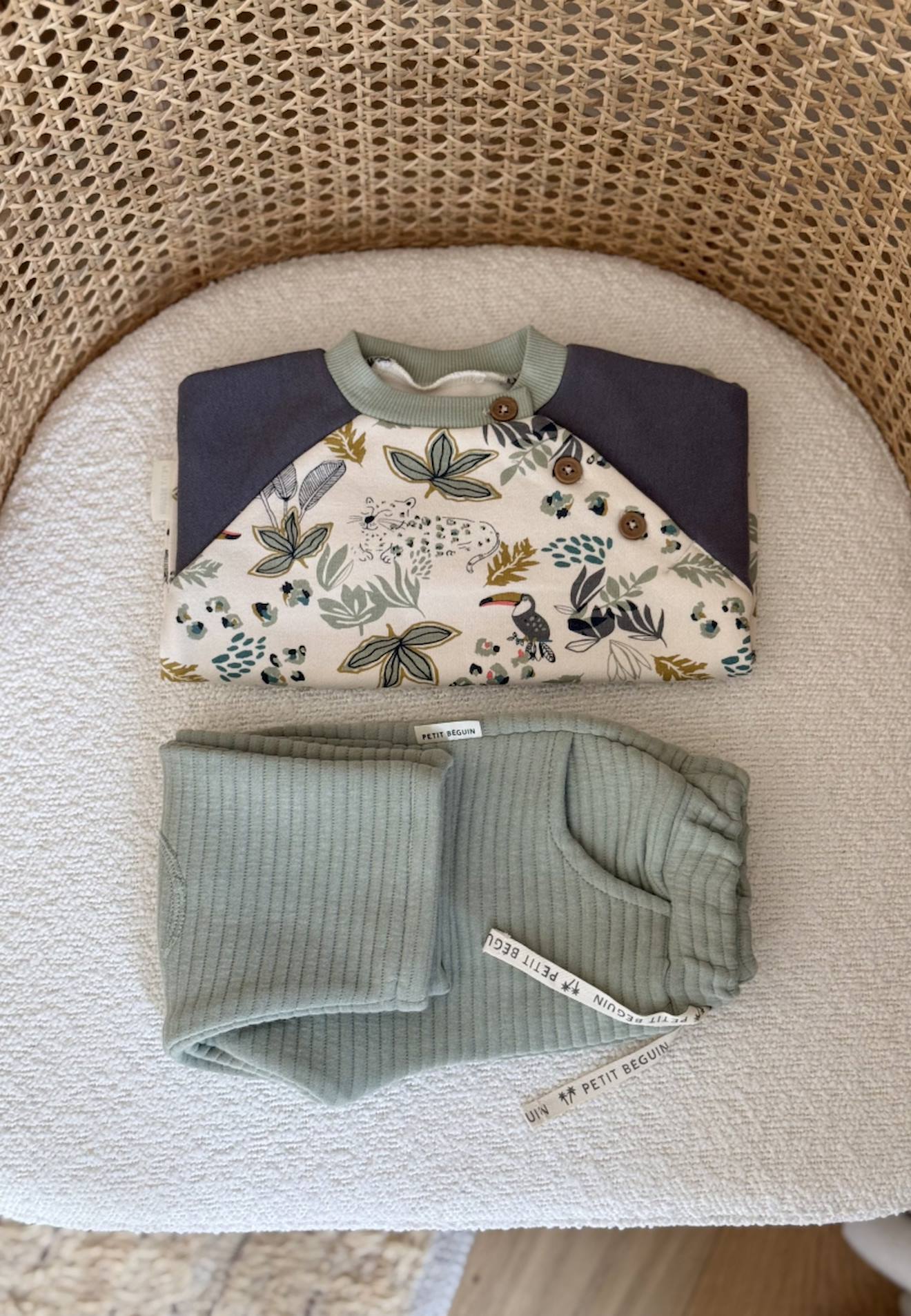 Ensemble Enfant Sweat Et Pantalon En Molleton Boavista Kaki