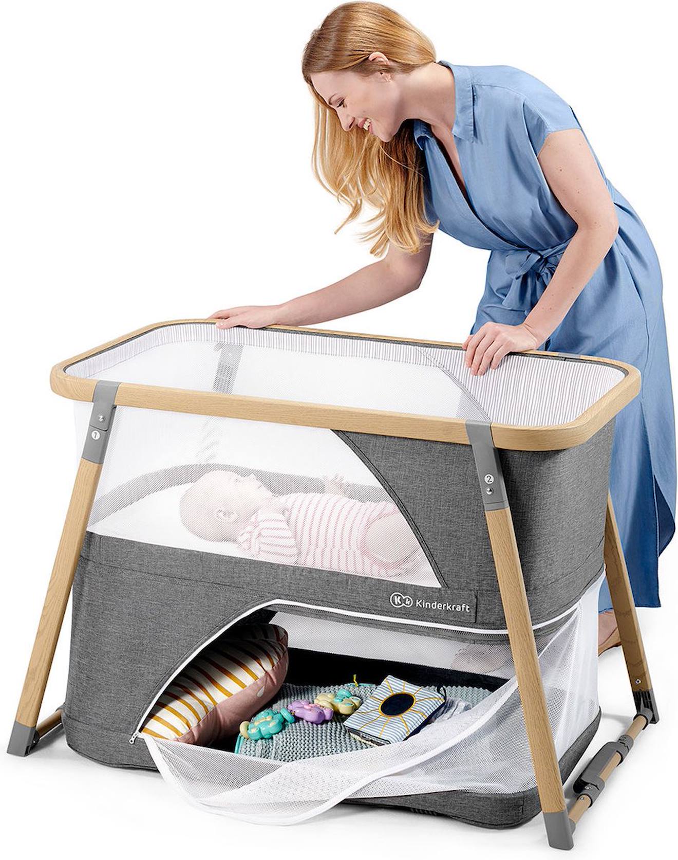 Lit Parapluie 4 En 1, Lit Bébé Avec Matelas, De La Naissance, Fonction Parc, Sac De Transport Inclus Gris - image 3