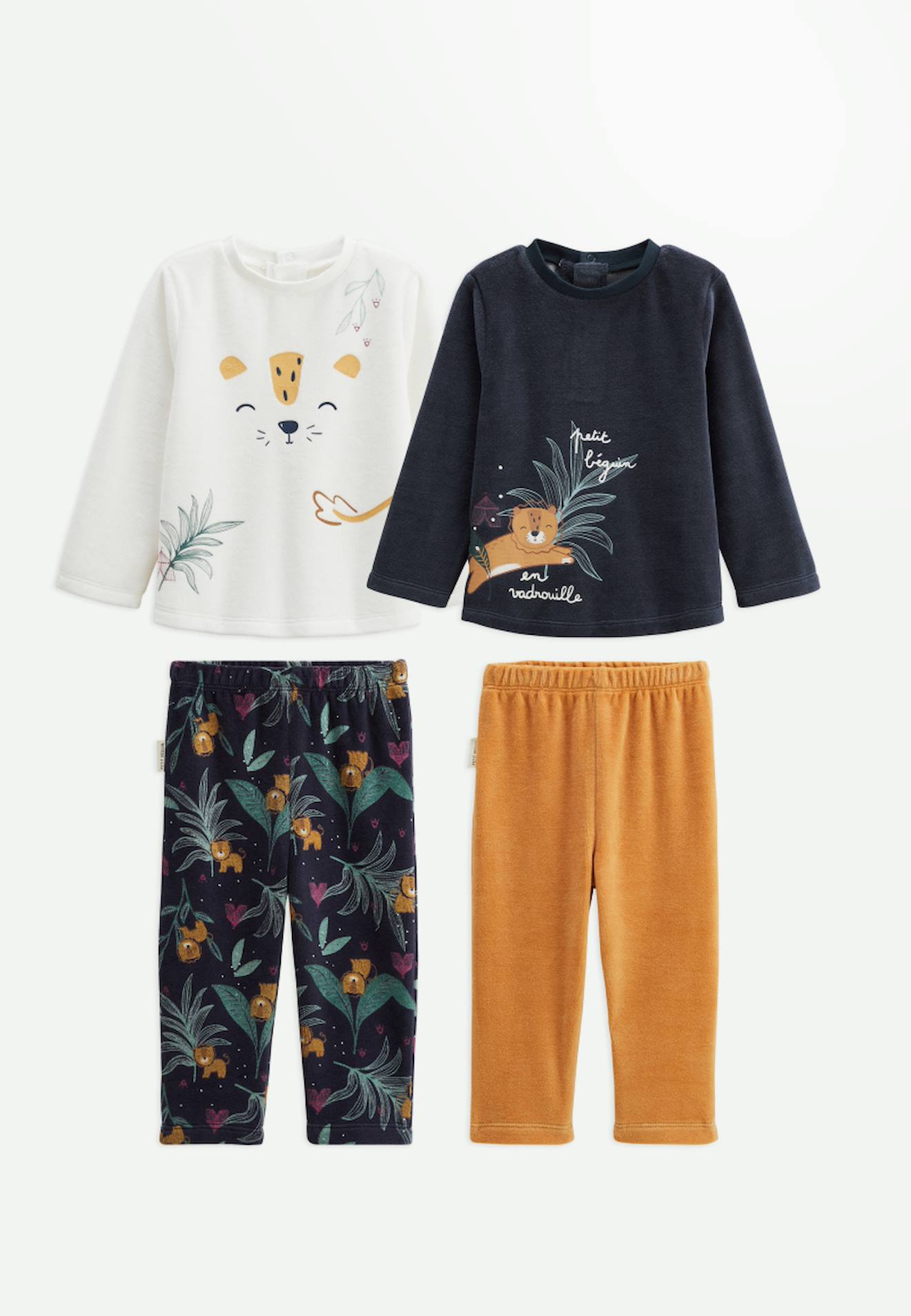 Lot De 2 Pyjamas Enfant 2 Pices En Velours Charly Bleu 23$
