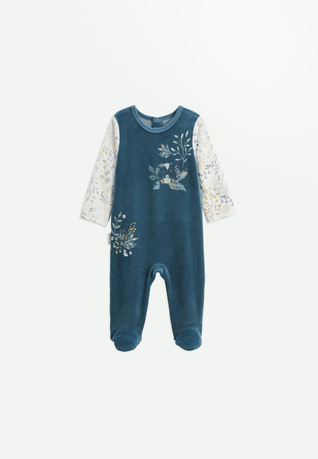 Pyjama Bébé En Velours Cacahuète Bleu