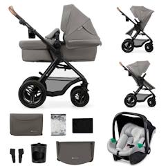 Puériculture-Poussette-Poussette 3 en 1 Kinderkraft MOOV 2 AIR avec Siège 2 en 1 Transformable, Roues Gonflables et MINK PRO i-Size Inclus