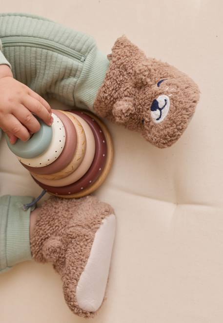 Petit Beguin - Chaussons Bébé Charly Marron