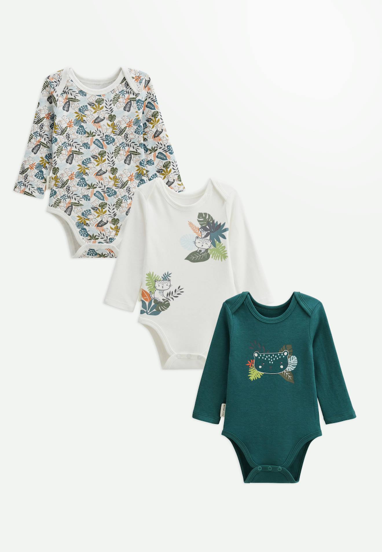 Lot De 3 Bodies Bébé Manches Longues Canopée Bleu