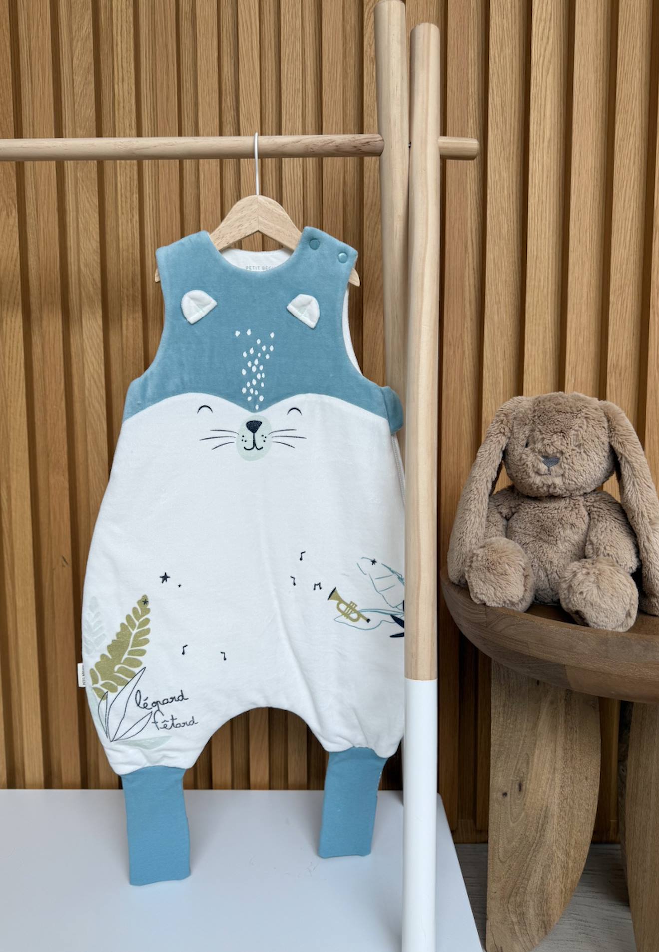 Turbulette D'hiver En Velours Avec Pieds Retroussables Oscar Bleu