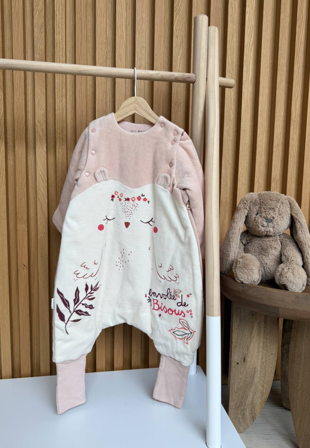 Turbulette D'hiver En Velours Avec Pieds Retroussables Et Manches Amovibles Manouk Ecru