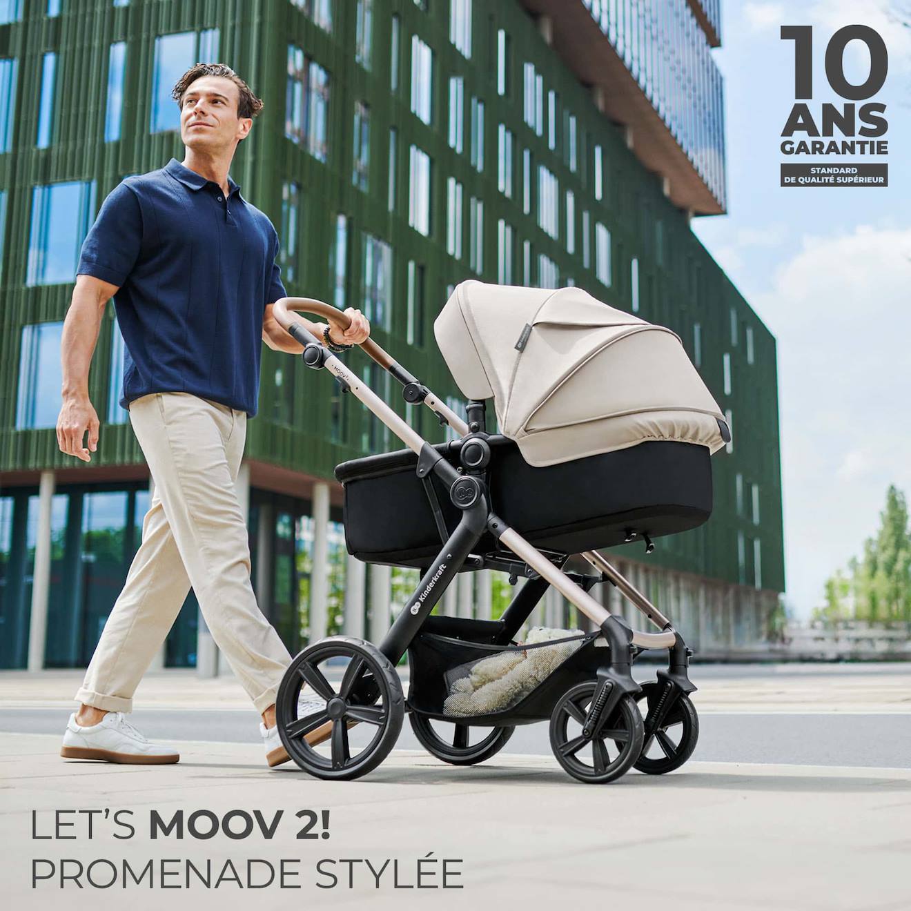 Poussette 4en1 Moov 2 Dès La Naissance Beige (Kinderkraft) - Image 1