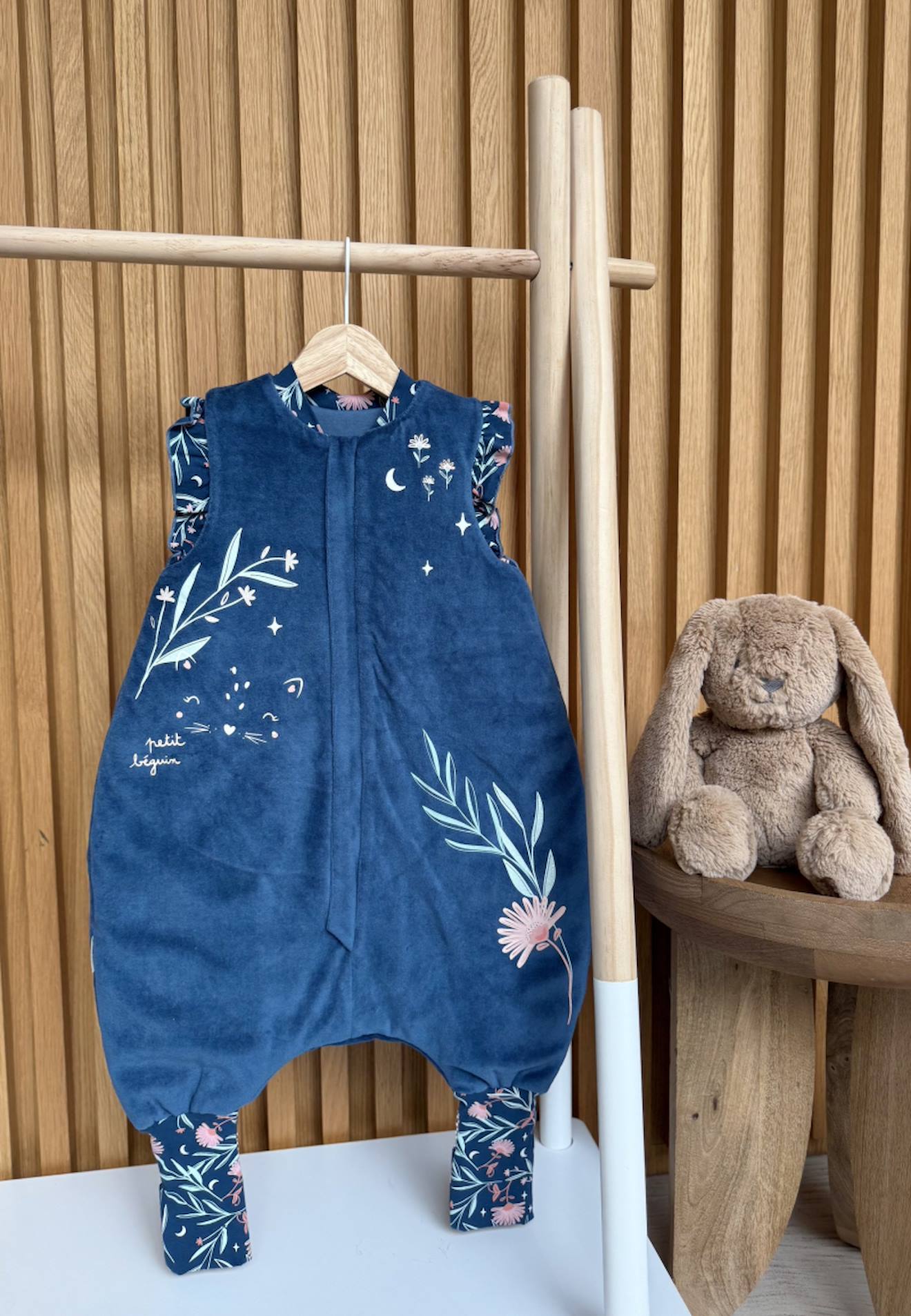 Turbulette Tog 2 En Velours Avec Pieds Retroussables Dina Bleu